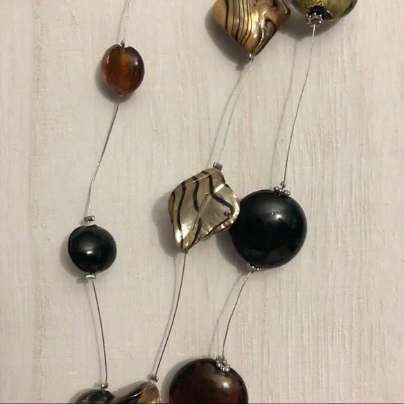 Layered Abalone MOP Beaded Wire Illusion Statement Necklace - Picture 5 of 9